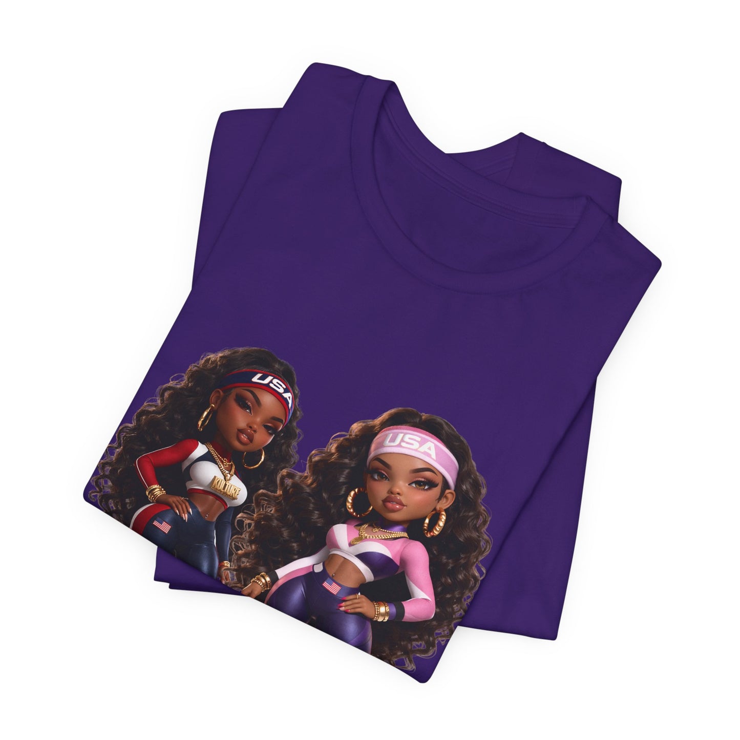 Kulture Fresh™ "USA Baddie" Chibi Tee — Plum Planet Edition