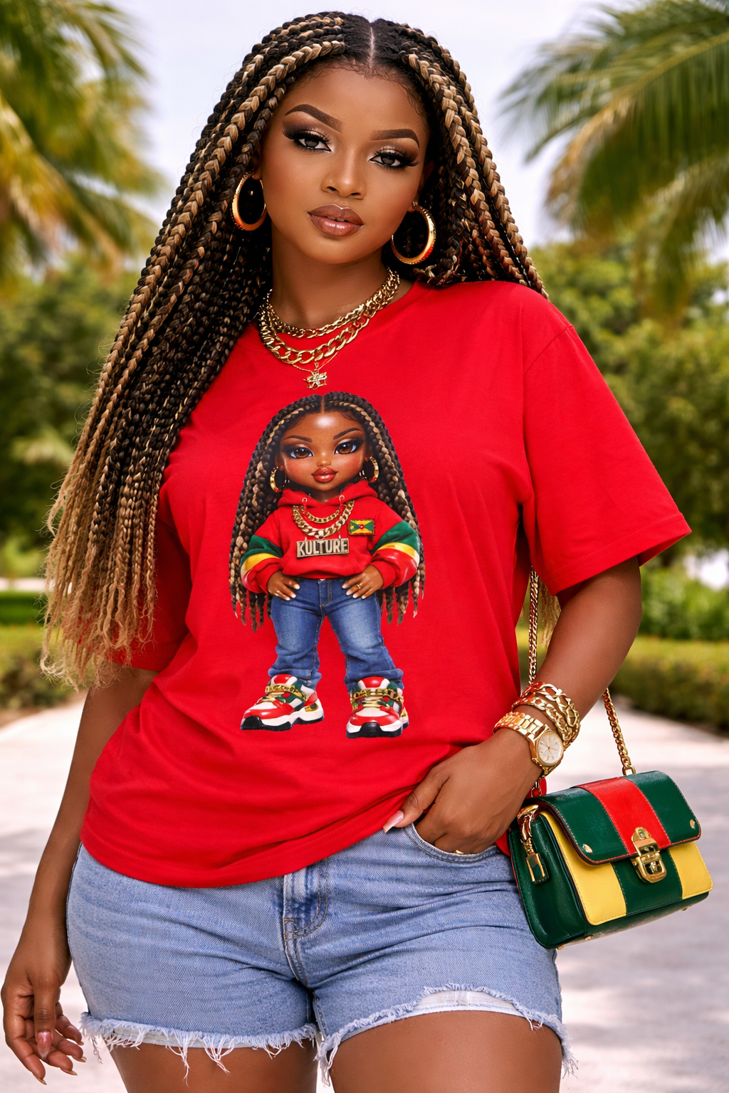 Kulture Fresh™ "Grenadian Baddie" Chibi Tee — Caribbean Roots Collection