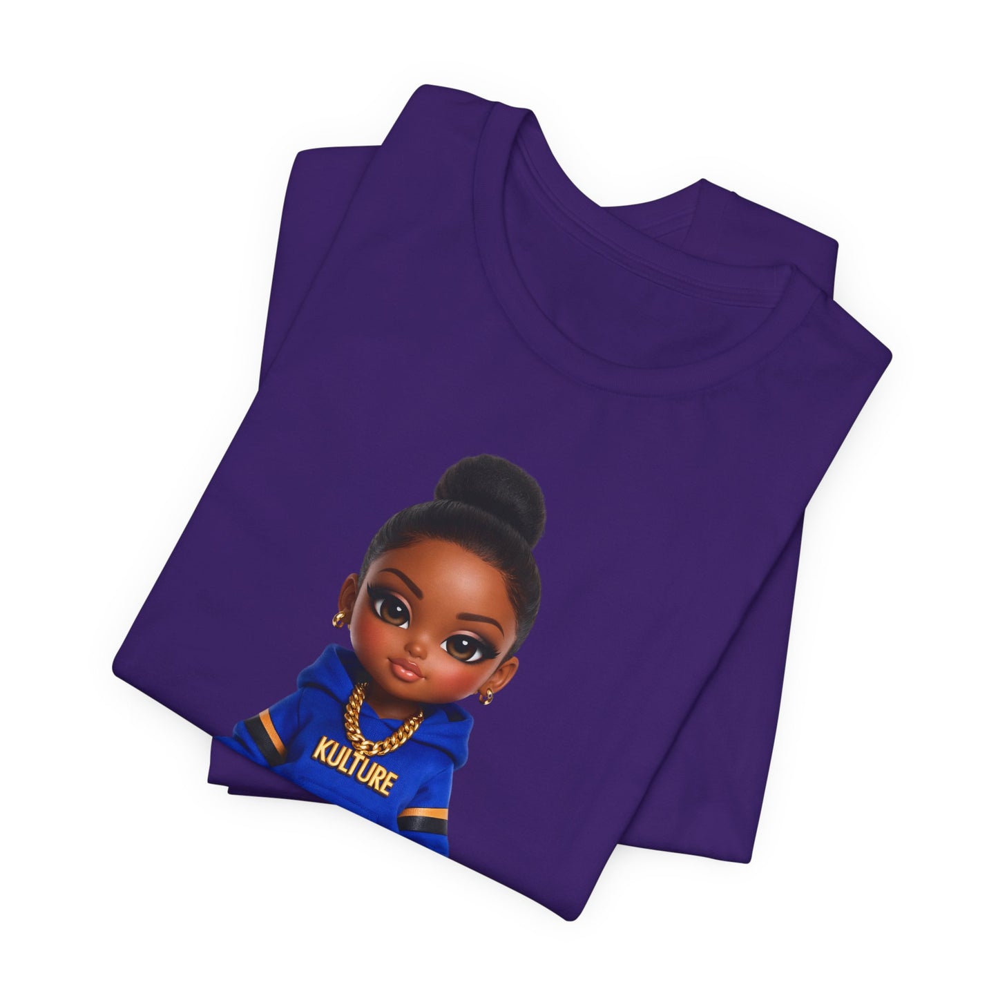 Kulture Fresh™ "Bajan Baddie" Chibi Tee — Plum Planet Edition