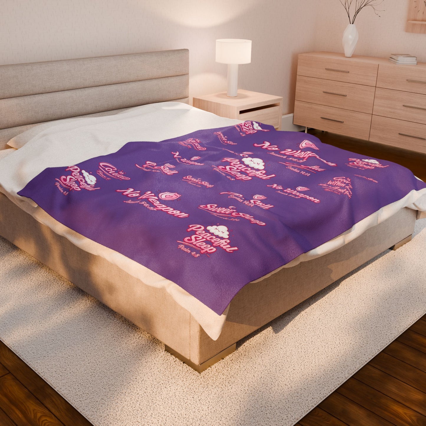 Kingdom Kloth™ "Sweet Sleep" Velveteen Plush Purple/Pink Scripture Blanket — Kulture Kids Faith Throw (60" x 80")