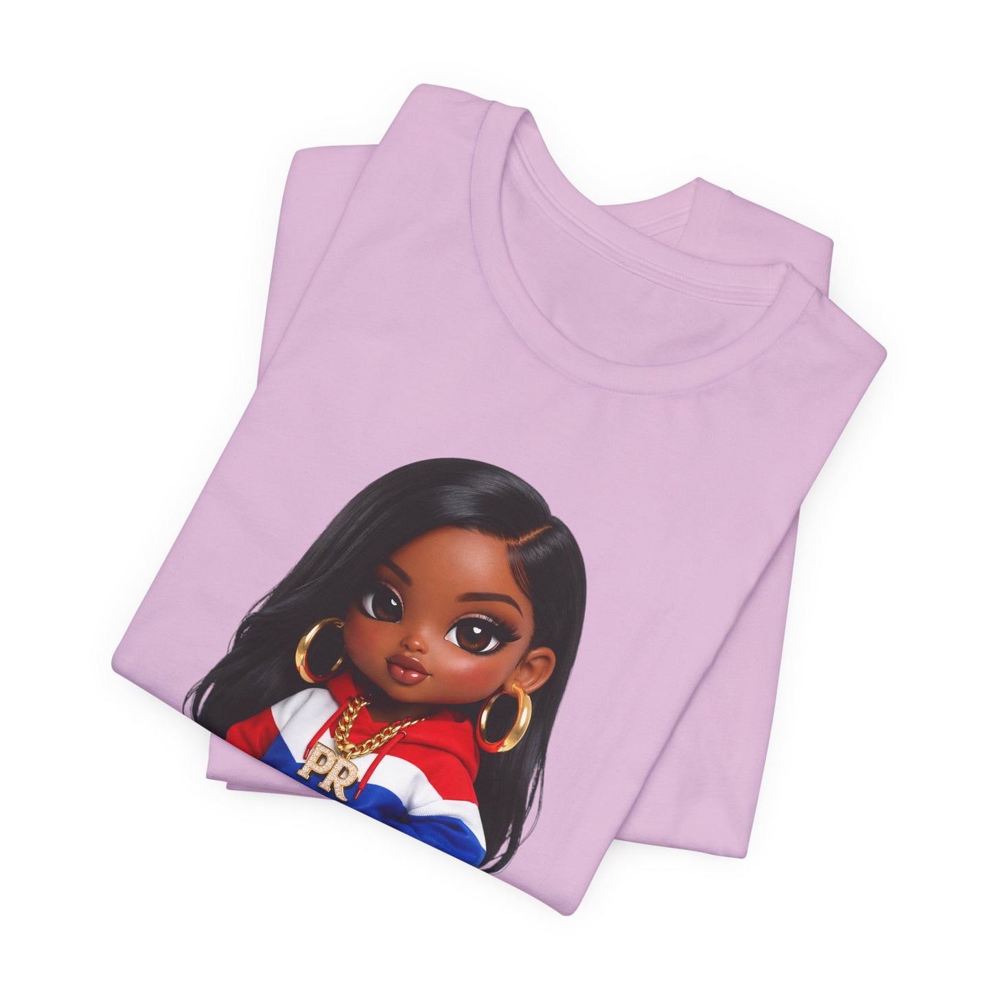 Kulture Fresh™ "Boricua Baddie" Chibi Tee — Plum Planet Edition