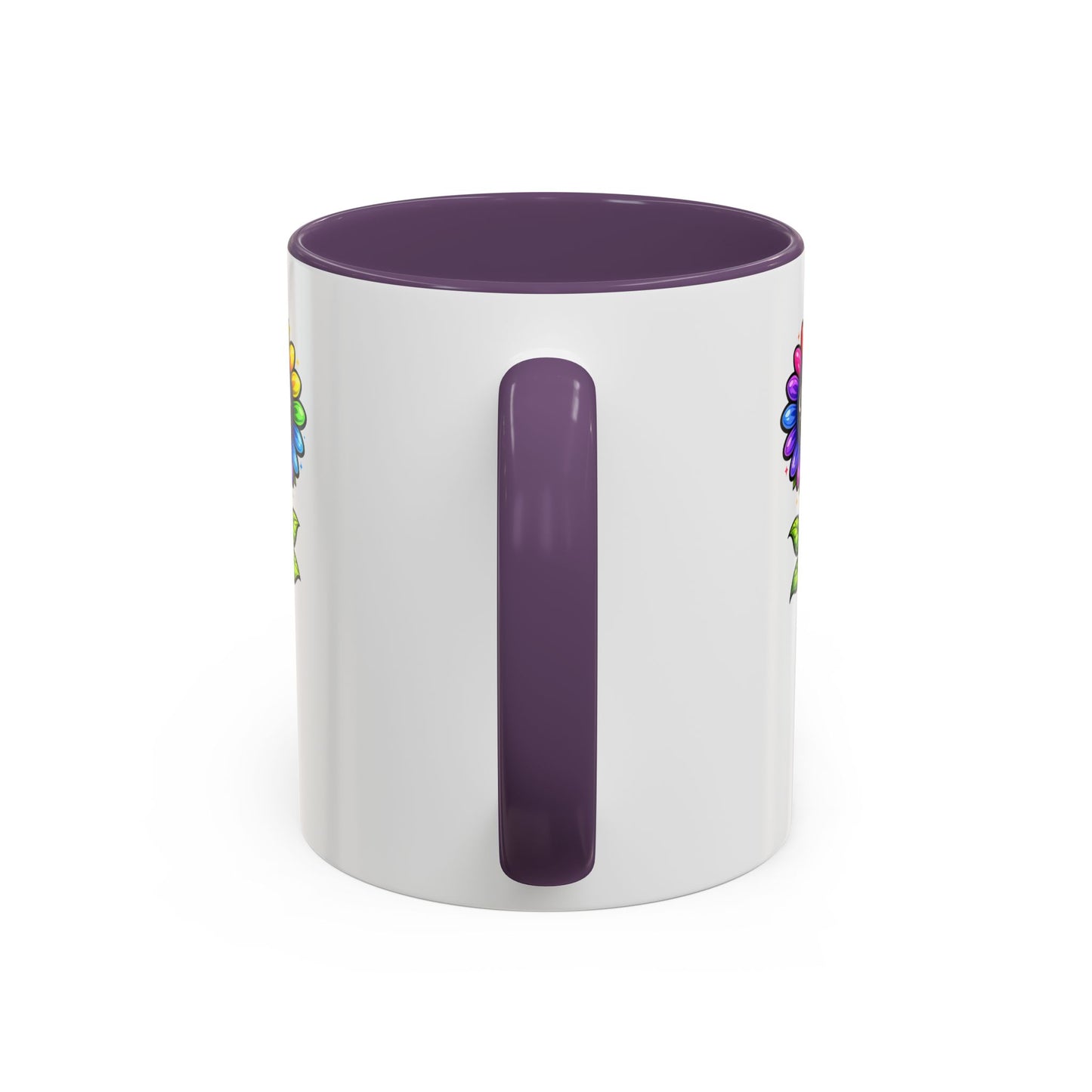 Brooklyn Byte™ "We Are Covered" Rainbow Flower Accent Mug — Psalm 91 Scripture Inspirational CoffeeCup (11/15oz)