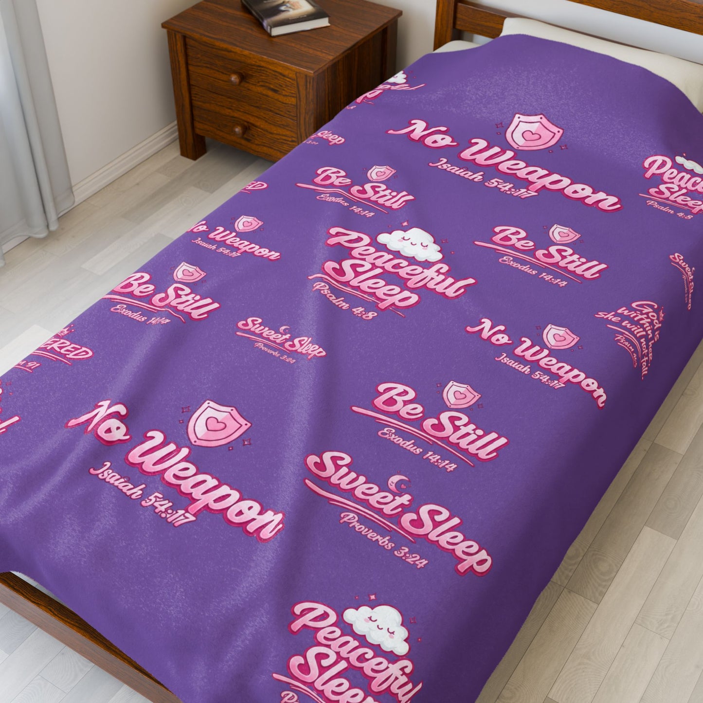 Kingdom Kloth™ "Sweet Sleep" Velveteen Plush Purple/Pink Scripture Blanket — Kulture Kids Faith Throw (60" x 80")