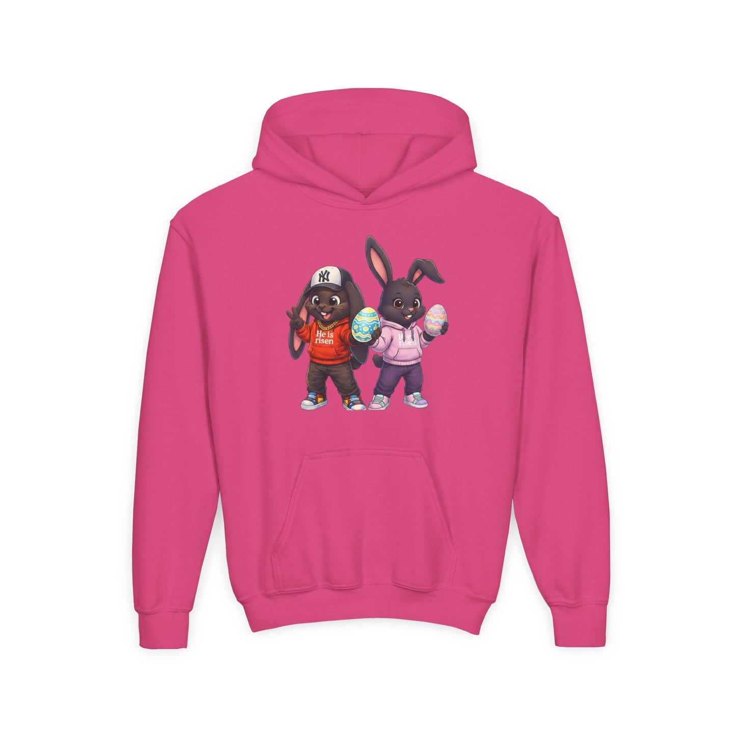 Kingdom Kloth™ "He Is Risen" Hip-Hop Bunny Hoodie — Kulture Kids Easter Sweatshirtgs