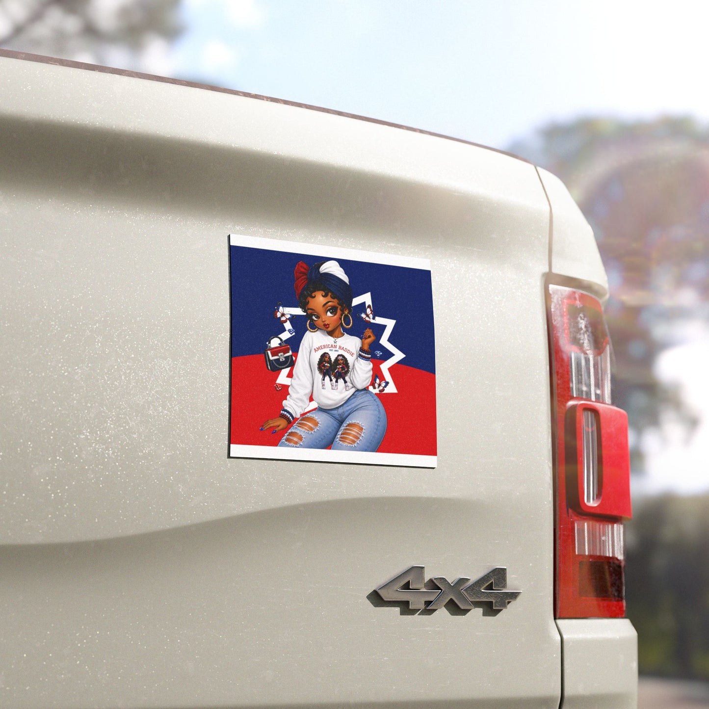 American Baddie Car Magnet | Juneteenth | Black Girl Art | EST. 1865 | 4x4 Car andTruck Magnet