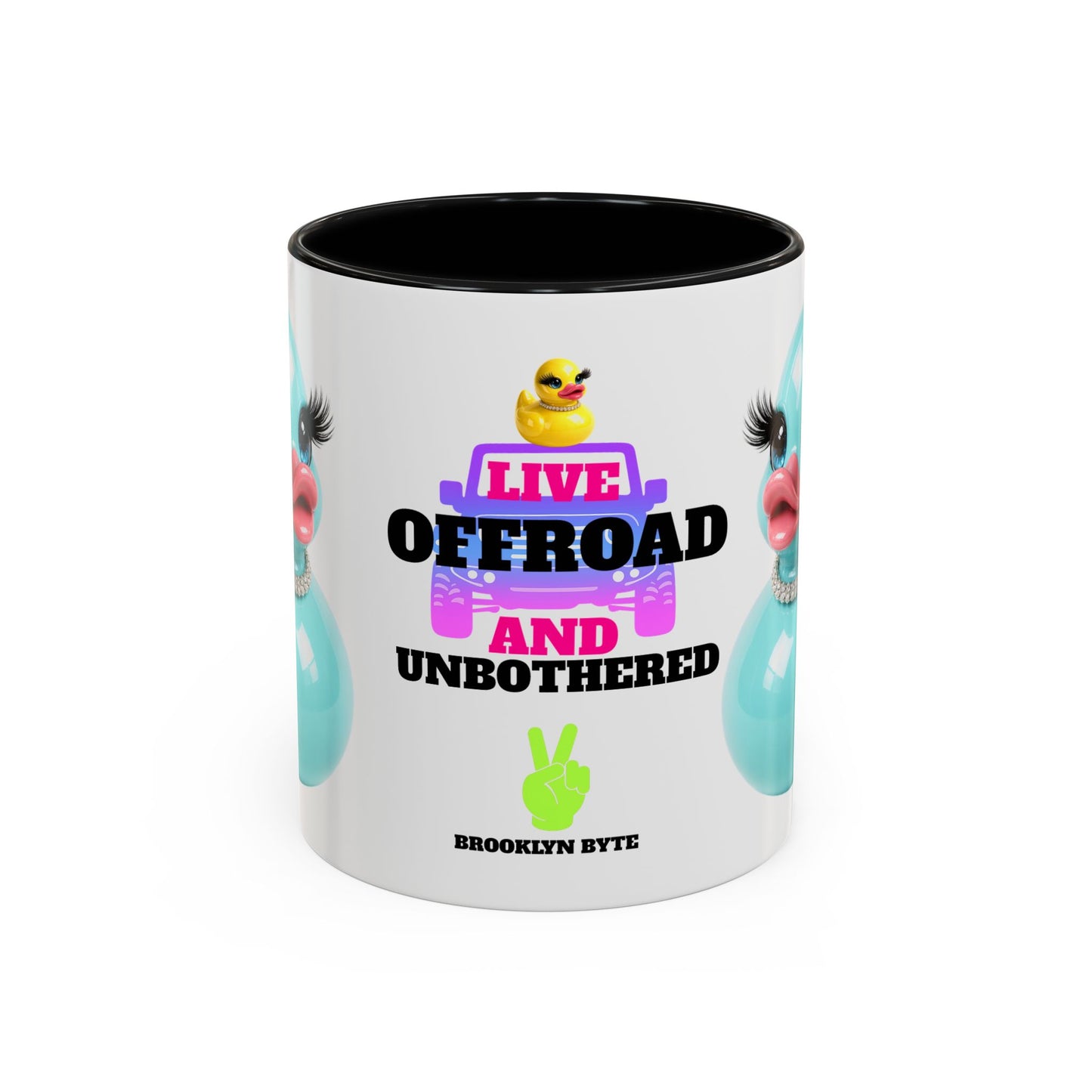 Live Offroad & Unbothered Glam Duck Accent Mug | Cute Adventure Coffee Cup | Colorful Duck Lover Gift | Brooklyn Byte Mug