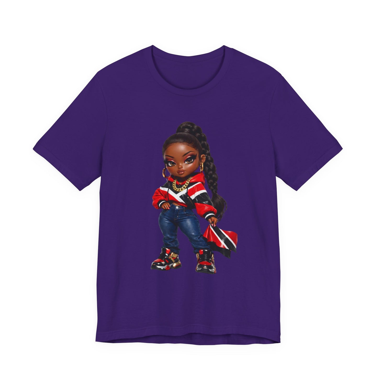 Kulture Fresh™ "Trini Baddie" Chibi Tee — Plum Planet Edition
