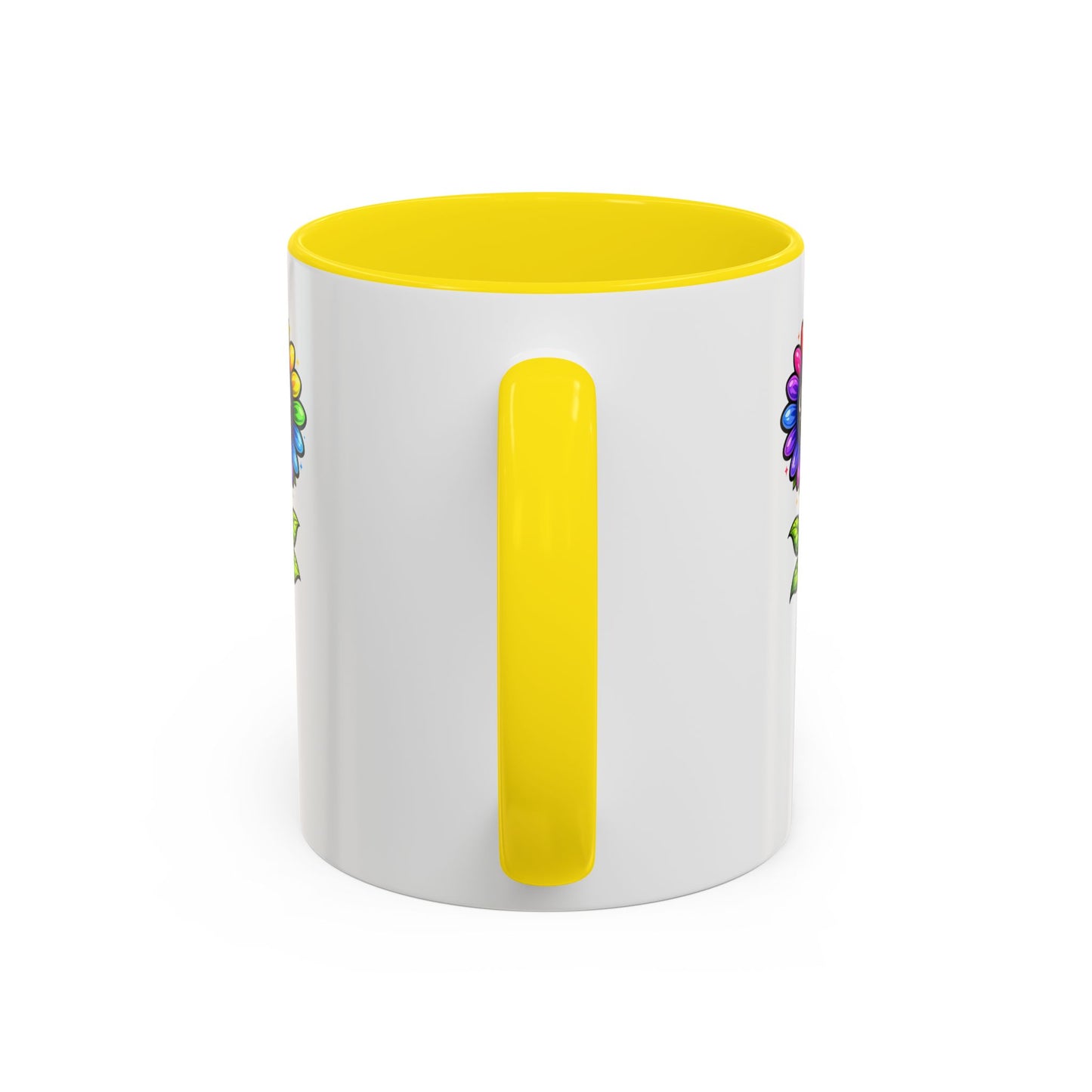 Brooklyn Byte™ "We Are Covered" Rainbow Flower Accent Mug — Psalm 91 Scripture Inspirational CoffeeCup (11/15oz)