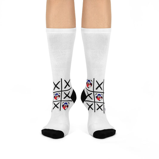 AYITI WORLD™ "Tic-Tac-Goal!" Crew Socks — Haiti Football Heart Edition