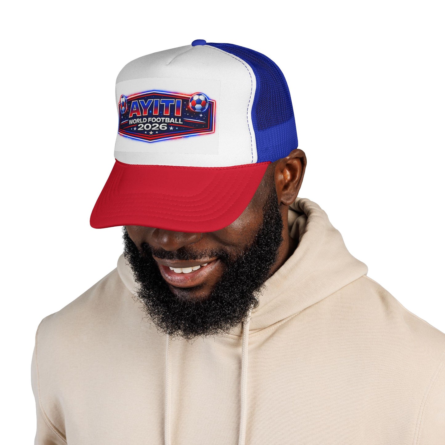 AYITI WORLD™ Football 2026 Trucker Hat – Haiti Flag Colors Cap