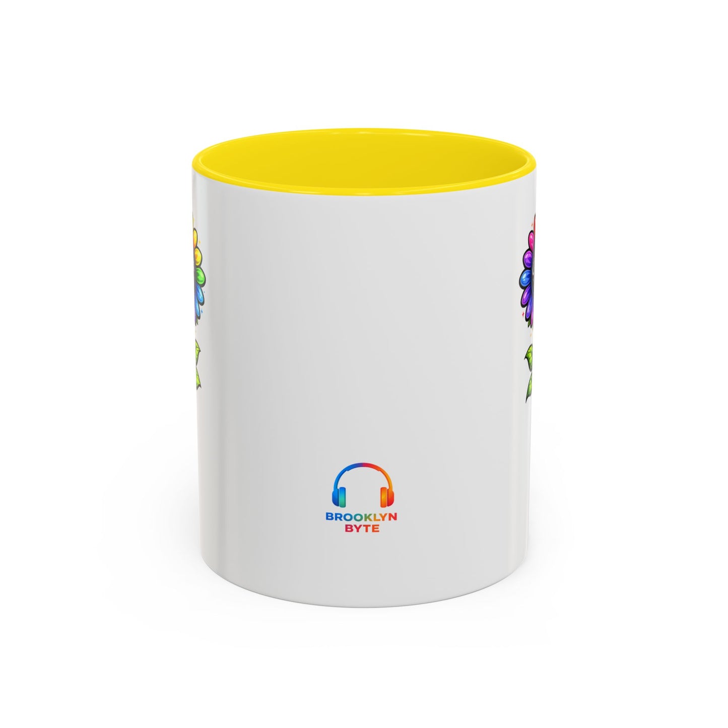 Brooklyn Byte™ "We Are Covered" Rainbow Flower Accent Mug — Psalm 91 Scripture Inspirational CoffeeCup (11/15oz)