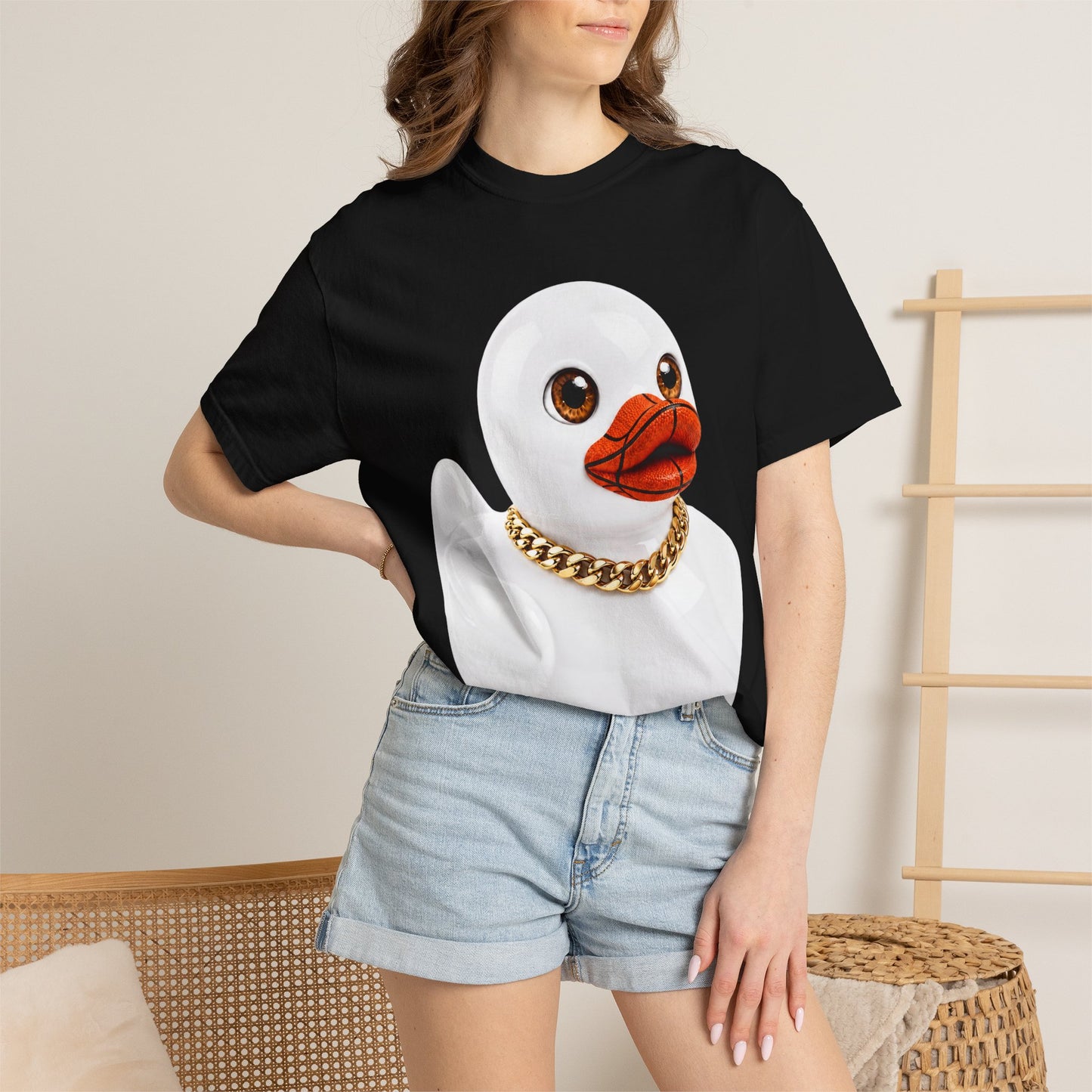 Brooklyn Byte™ Glamour Duck Graphic Tee | Gold Chain Duck Shirt | Cute Basketball Tee | Unisex Streetwear | Duck Lover Gift