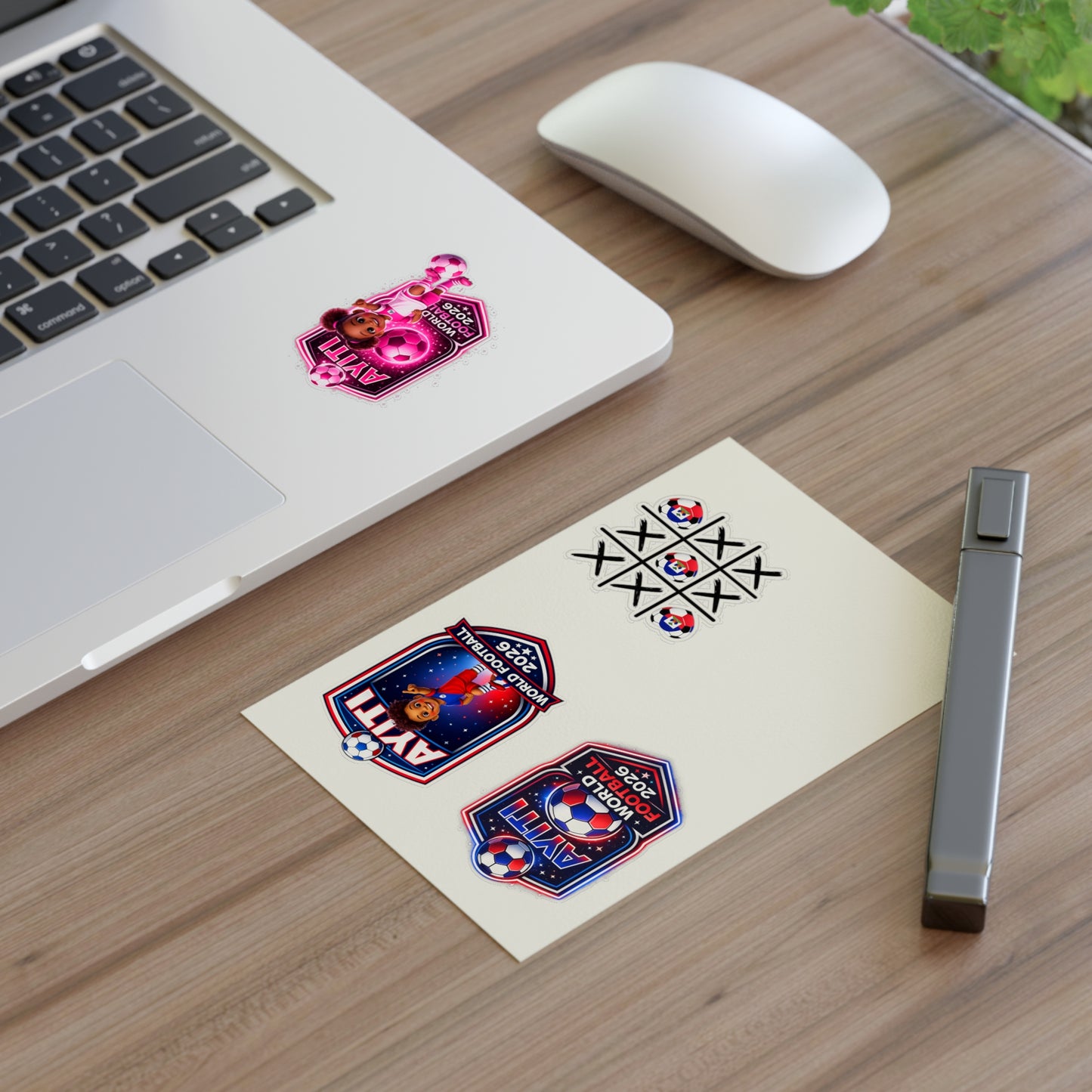 AYITI WORLD™ Football 2026 Sticker Sheet — Soccer Badge & Tic-Tac-Toe Kids Stickers