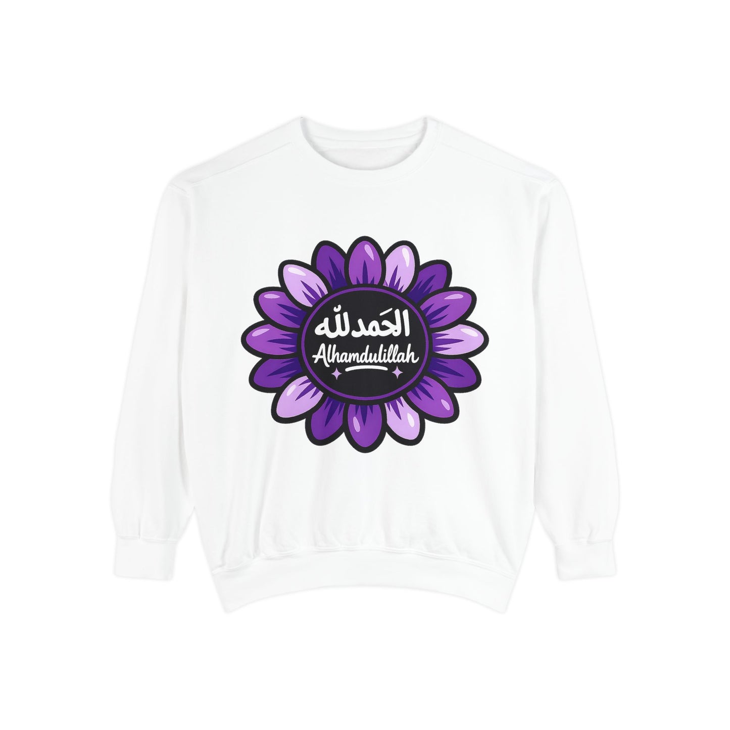 Kingdom Kloth™  Alhamdulillah Purple Flower Sweatshirt– Arabic Faith Fashion