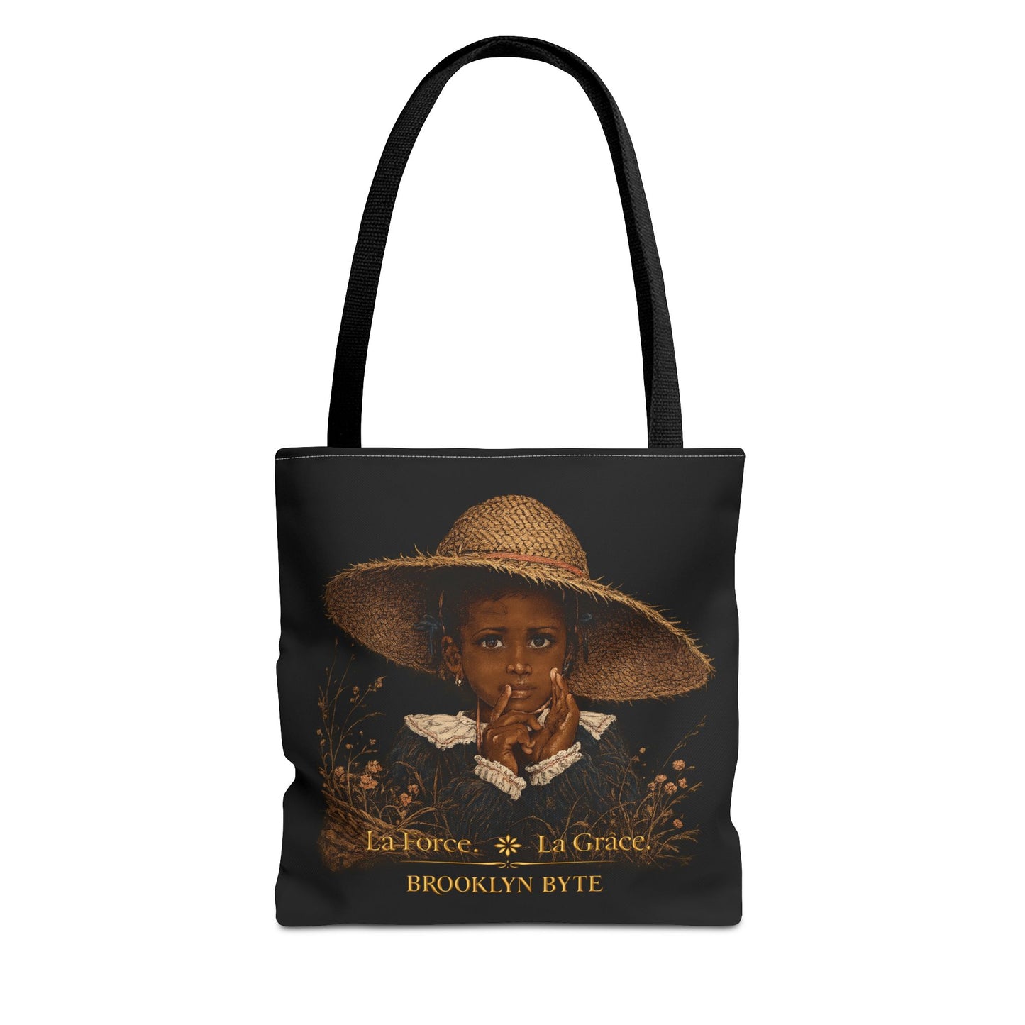 Byte Bagz™La Force. La Grâce.  Strength & Grace Bag — Vintage Secret Black Child Portrait Canvas Tote