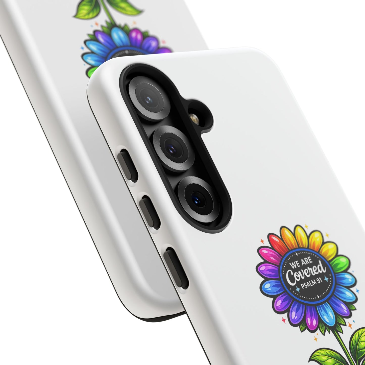 Brooklyn Byte™ "We Are Covered" Rainbow Flower Phone Case — Psalm 91 Scripture Faith Fashion
