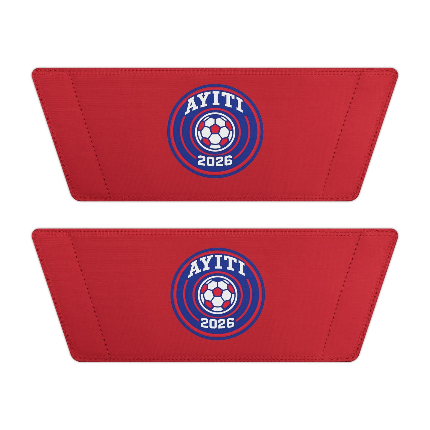 AYITI WORLD™ Kids' Football 2026 Slide Sandals — Fire Red Circular Shield Youth Slides (Adjustable, Easy On/Off)