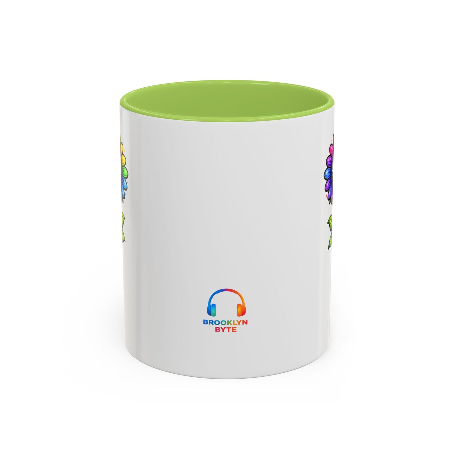 Brooklyn Byte™ "We Are Covered" Rainbow Flower Accent Mug — Psalm 91 Scripture Inspirational CoffeeCup (11/15oz)