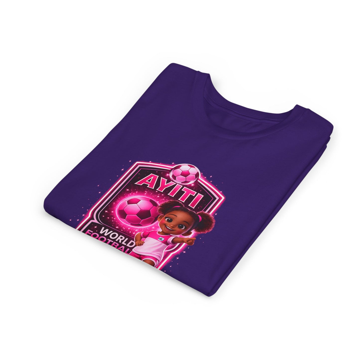Kids Soccer Tee — Pink 'Ayiti World Soccer 2024' Jersey Shirt