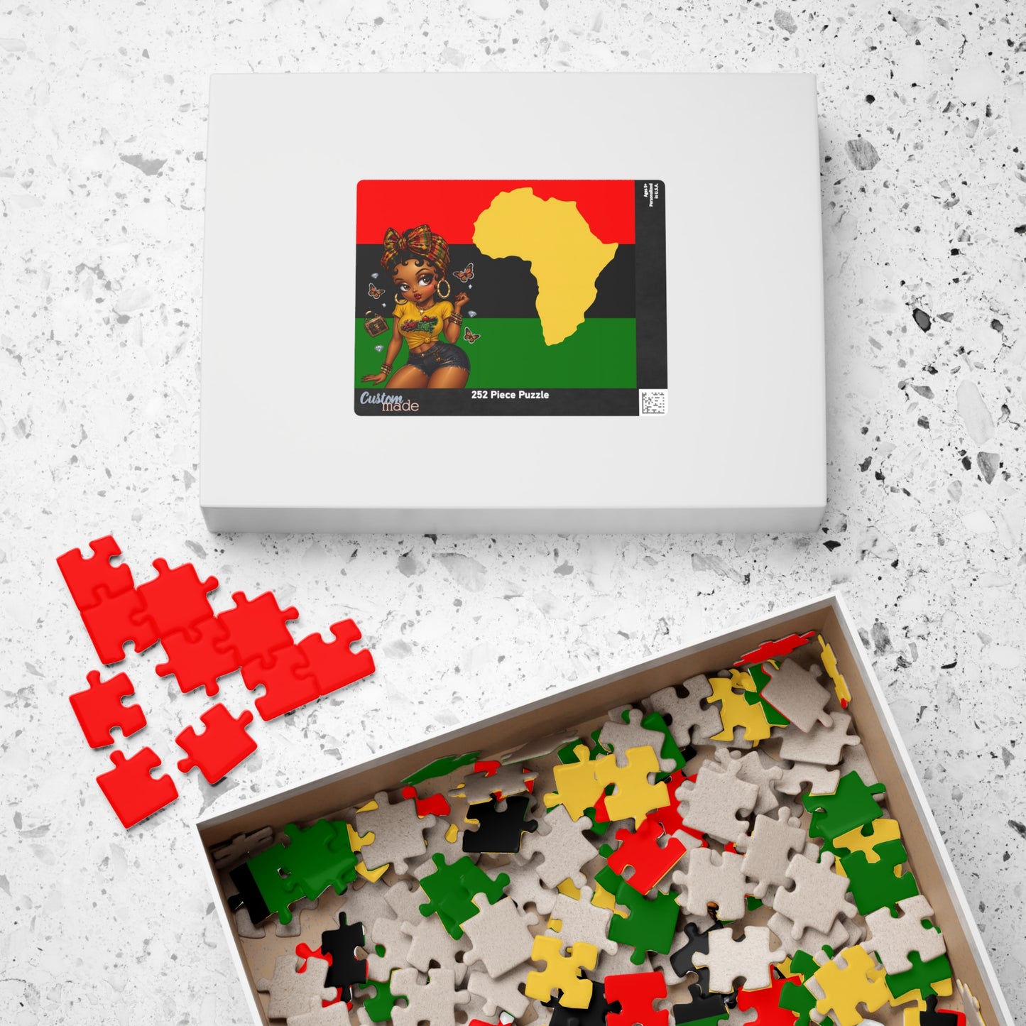Afrocentric Pinup Girl Puzzle | Africa Silhouette Pan-African Flag