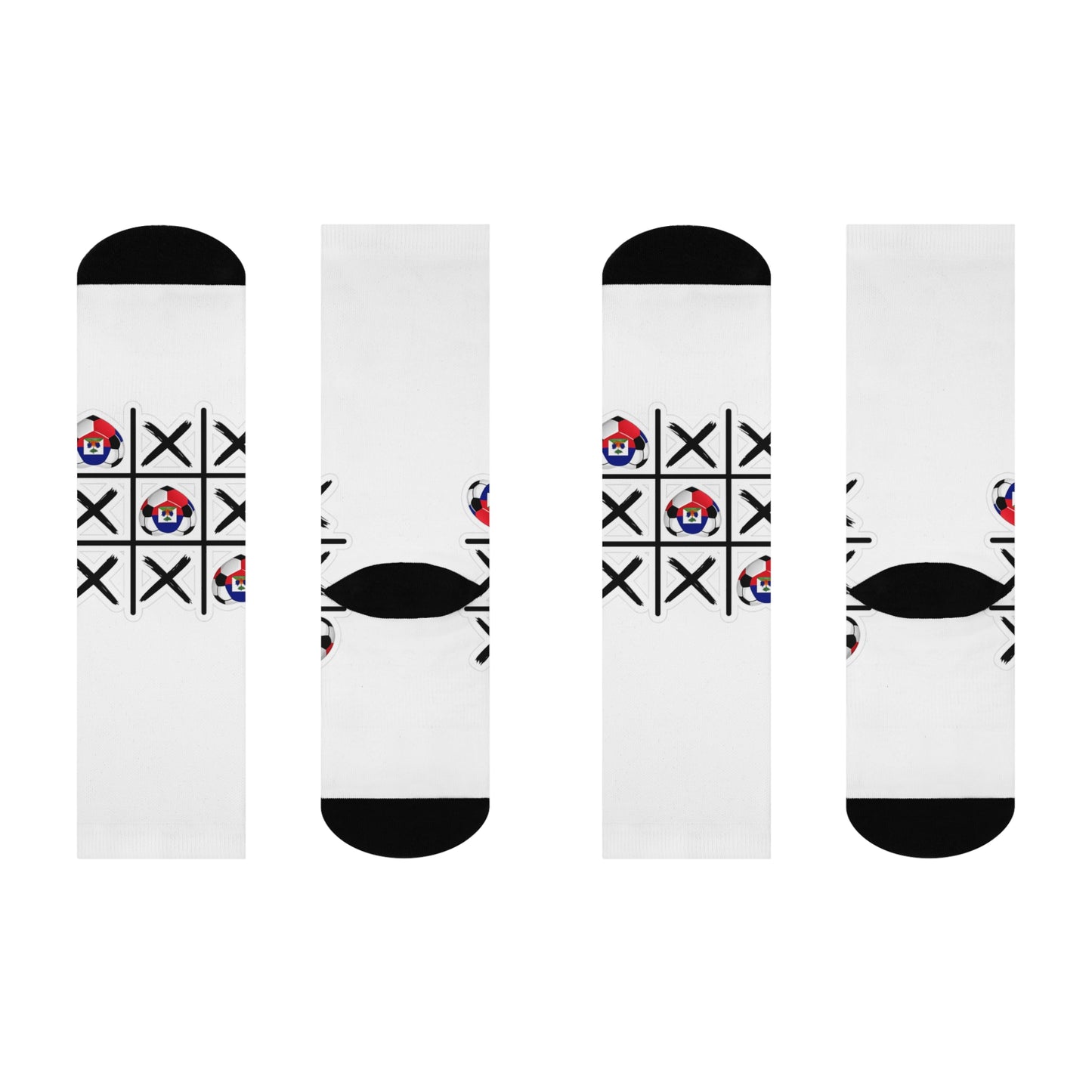 AYITI WORLD™ "Tic-Tac-Goal!" Crew Socks — Haiti Football Heart Edition