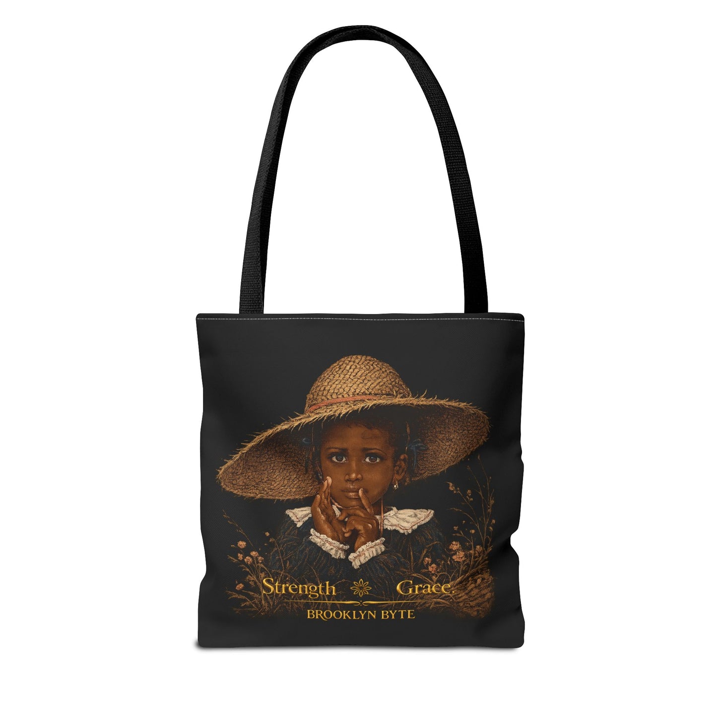 Byte Bagz™La Force. La Grâce.  Strength & Grace Bag — Vintage Secret Black Child Portrait Canvas Tote