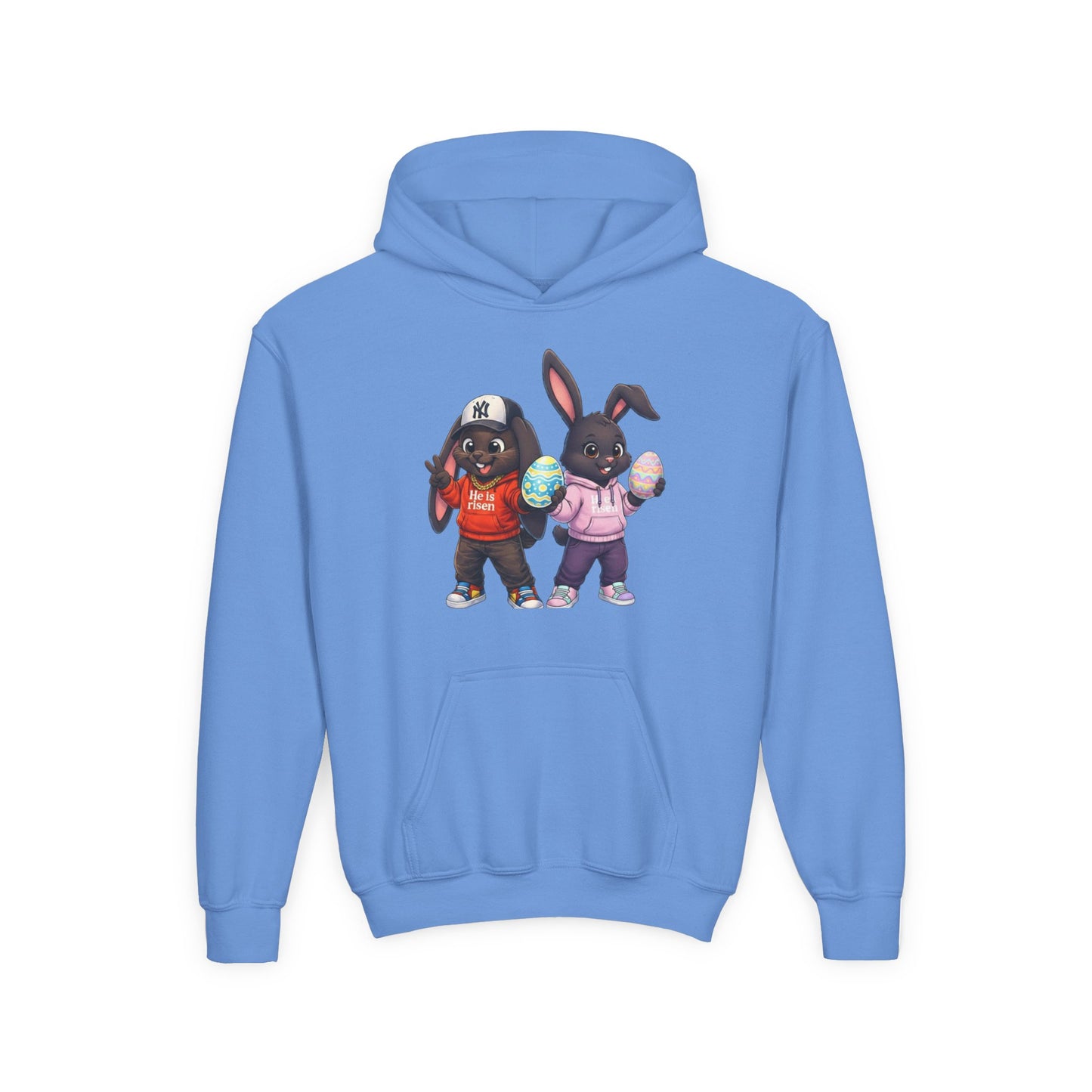 Kingdom Kloth™ "He Is Risen" Hip-Hop Bunny Hoodie — Kulture Kids Easter Sweatshirtgs