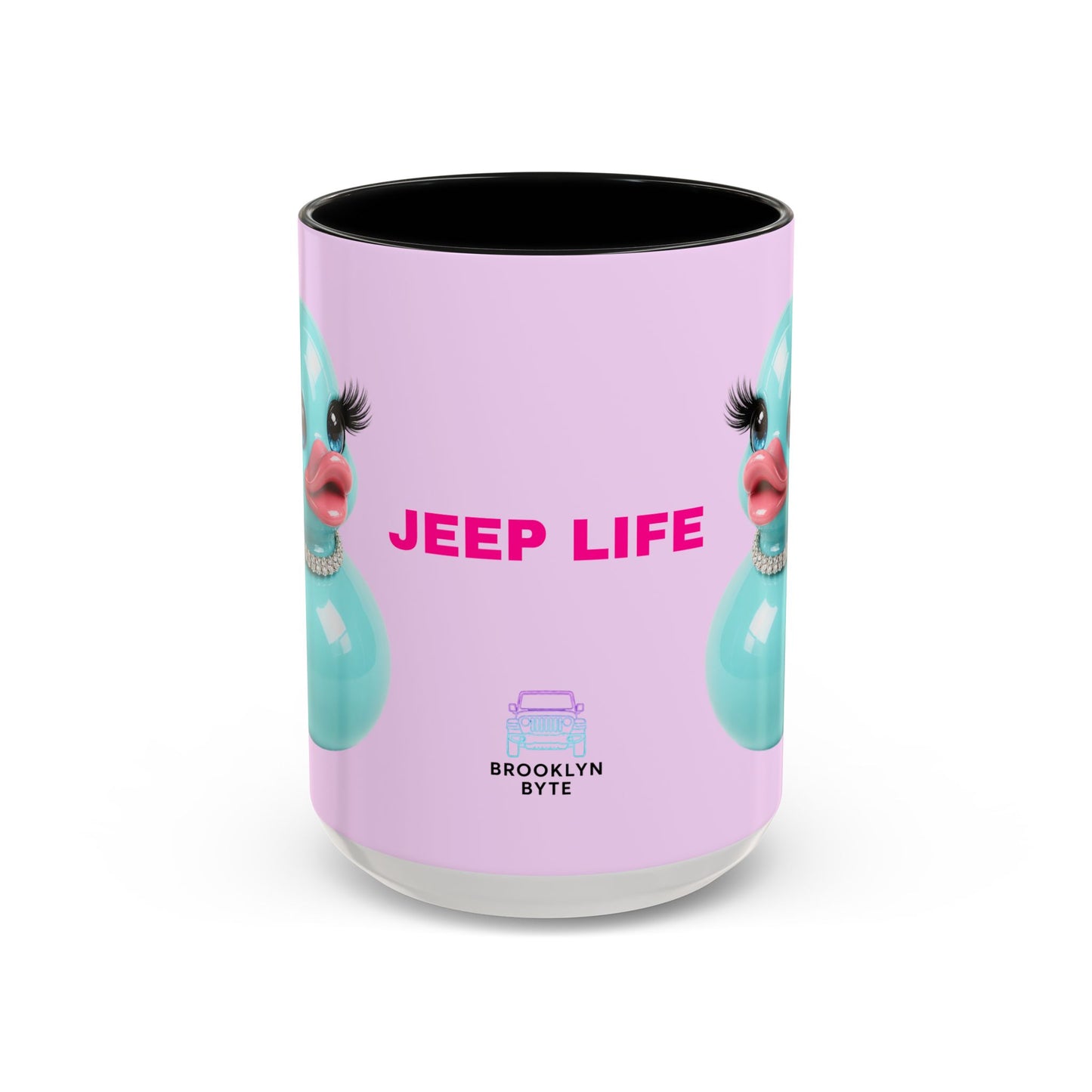 Jeep Life™ Duck Duck Jeep Pink & Teal  Accent Coffee Mug —  Jeep Wrangler Life Design