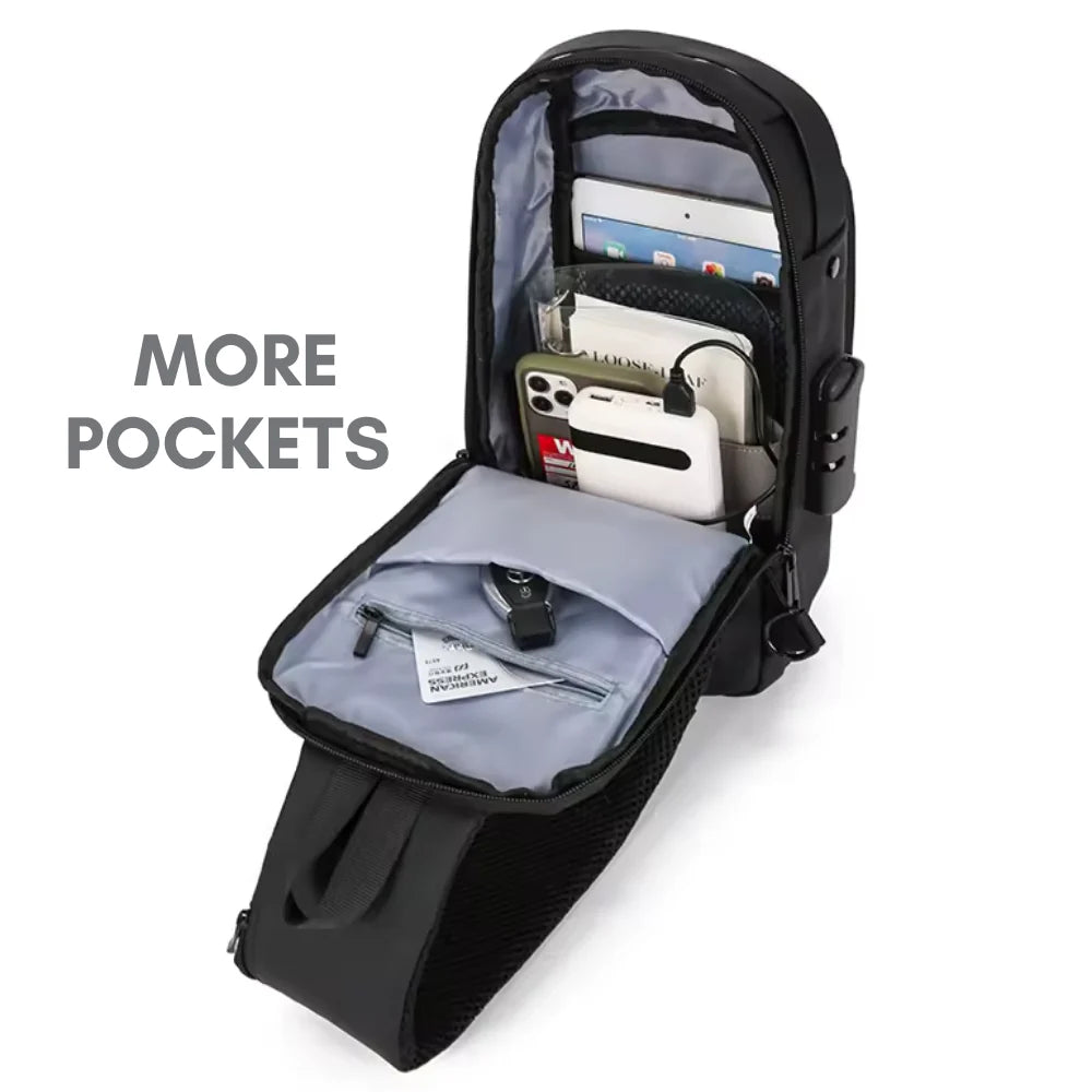 ByteGuard™ Anti-Theft USB Sling Bag – Smart Charging, Secure & Sleek