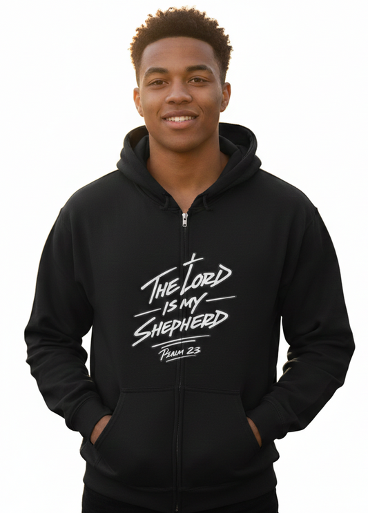 Kingdom Kloth™ Kovered Pslams Zip-Up Hoodie — Lord Is My Shepherd Faithful Streetwear