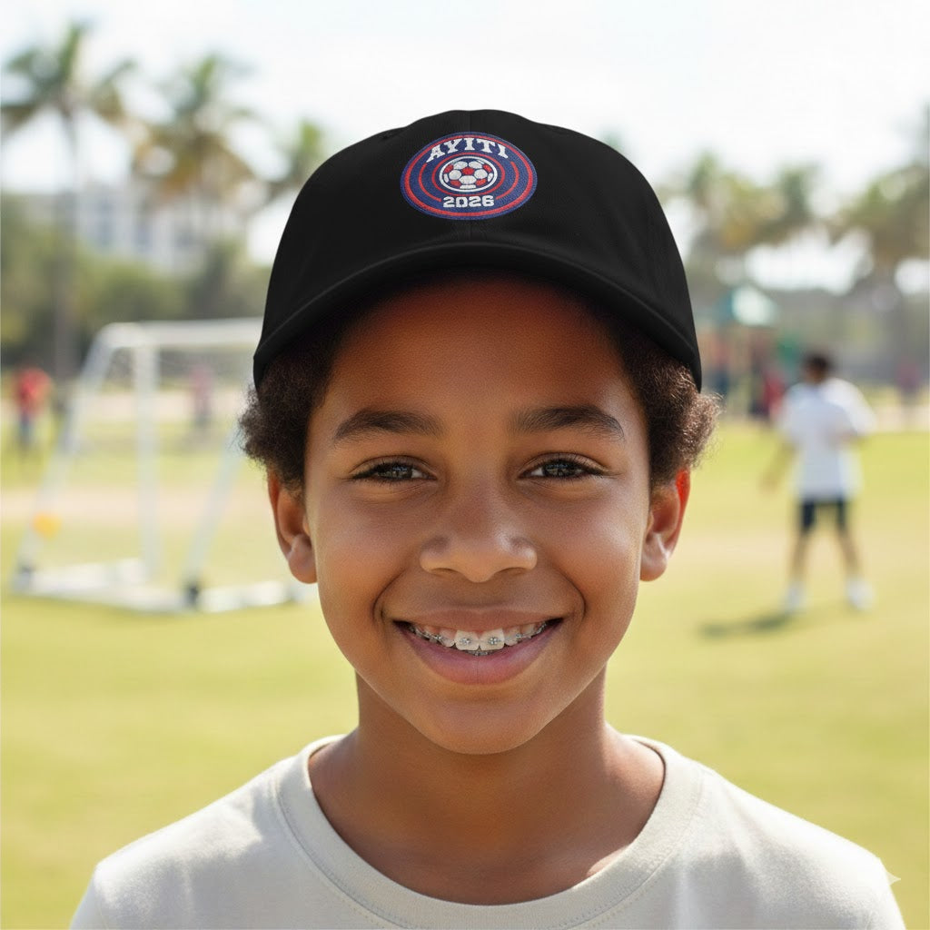 AYITI WORLD™ Football 2026 Soccer Logo Embroidered Hat — Official Grenadiers Adjustable Cap