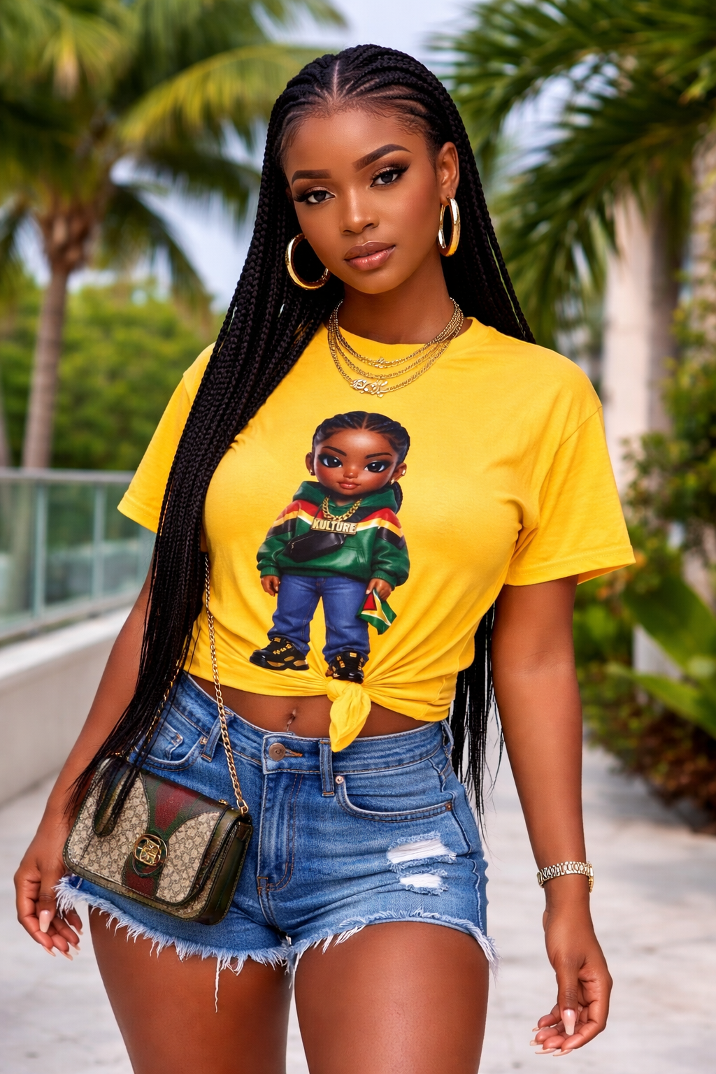 Kulture Fresh™ "Guyanese Baddie" Chibi Tee — Caribbean Roots Collection