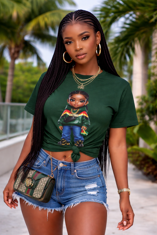 Kulture Fresh™ "Guyanese Baddie" Chibi Tee — Caribbean Roots Collection