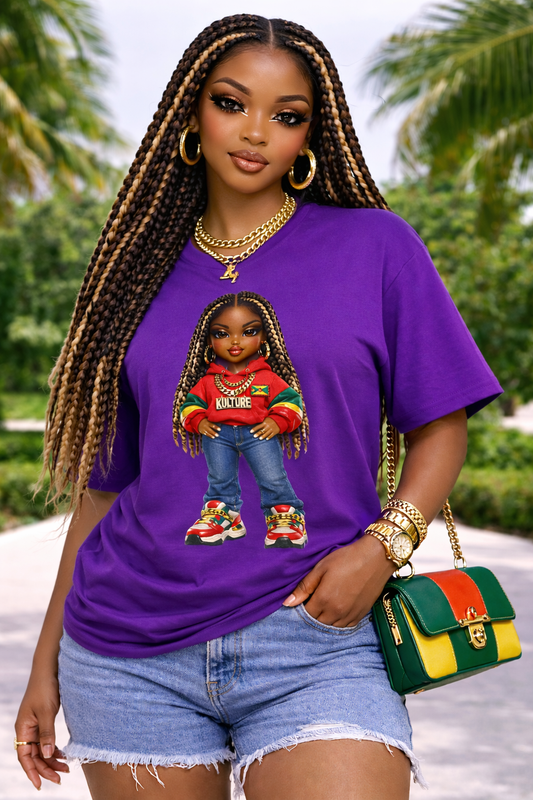 Kulture Fresh™ "Grenadian Baddie" Chibi Tee — Plum Planet Edition