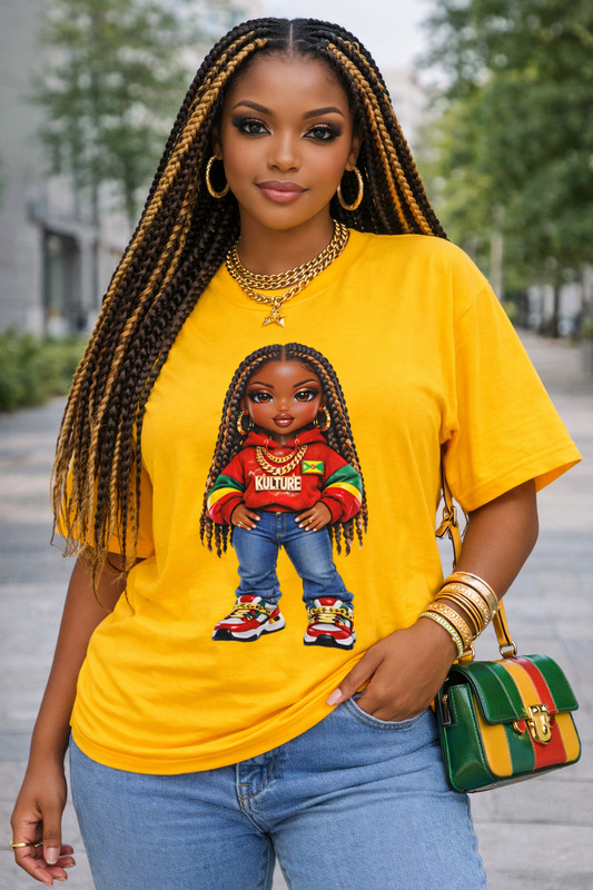 Kulture Fresh™ "Grenadian Baddie" Chibi Tee — Caribbean Roots Collection