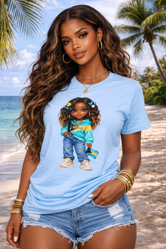 Kulture Fresh™ "Bahamian Baddie" Chibi Tee — Caribbean Roots Collection