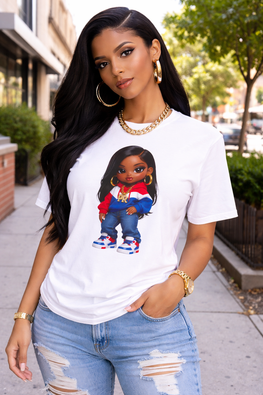 Kulture Fresh™ "Puerto Rico Baddie" Chibi Tee — Caribbean Roots Collection