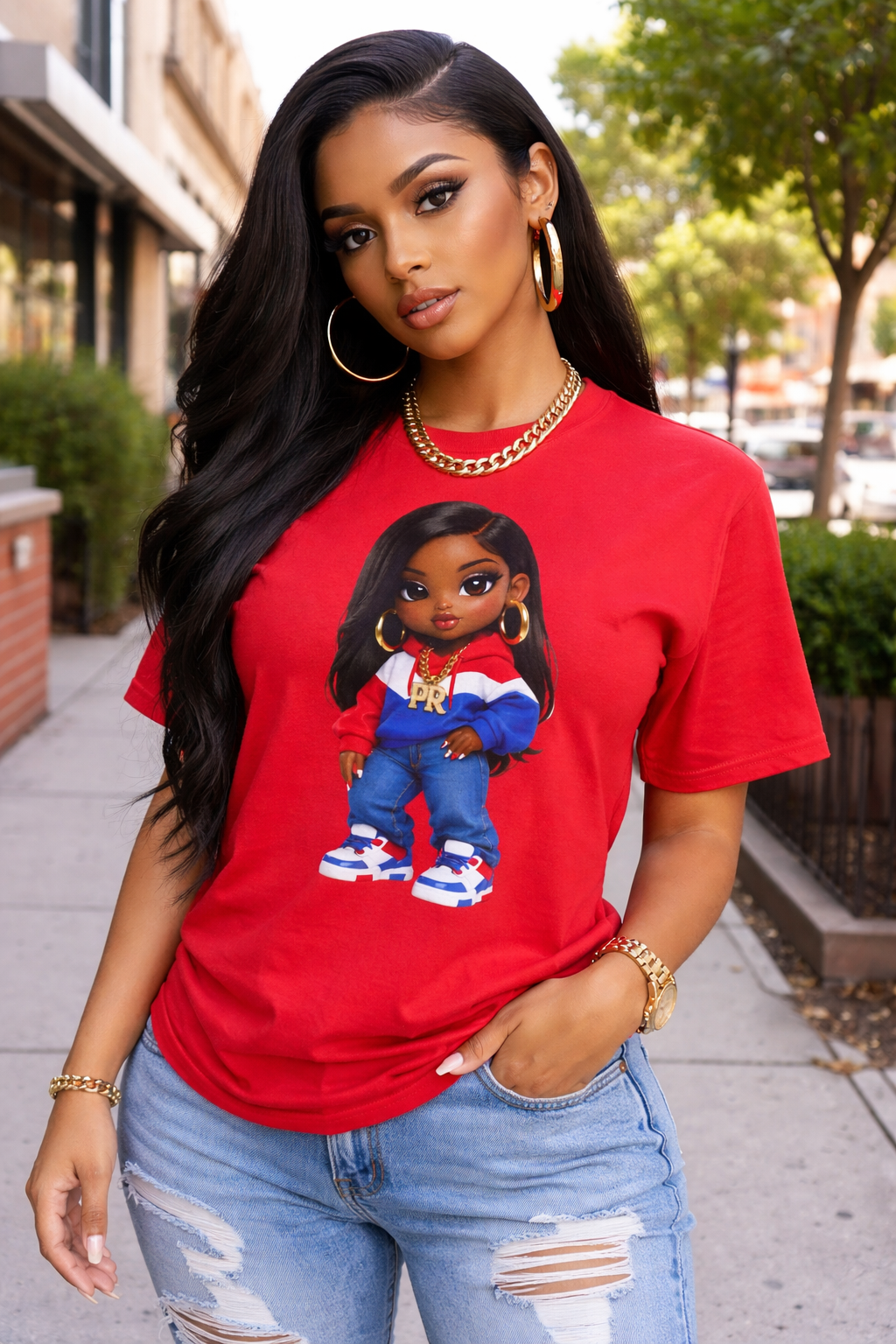Kulture Fresh™ "Puerto Rico Baddie" Chibi Tee — Caribbean Roots Collection