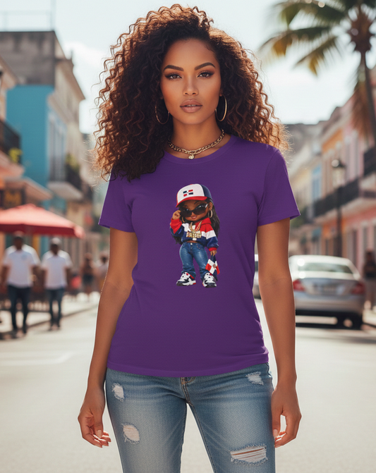 Kulture Fresh™ "Dominican Baddie" Chibi Tee — Plum Planet Edition