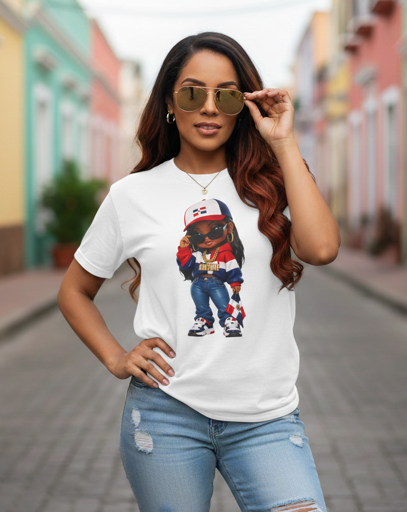 Kulture Fresh™ "Dominican Baddie" Chibi Tee — Caribbean Roots Collection