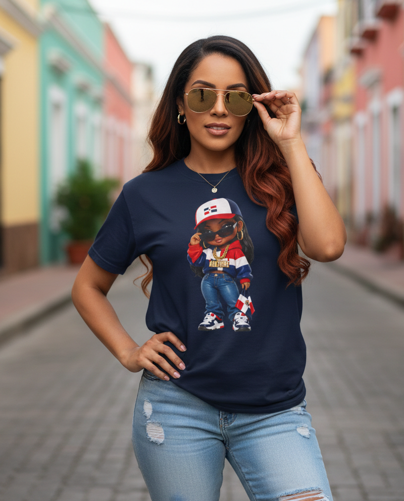 Kulture Fresh™ "Dominican Baddie" Chibi Tee — Caribbean Roots Collection