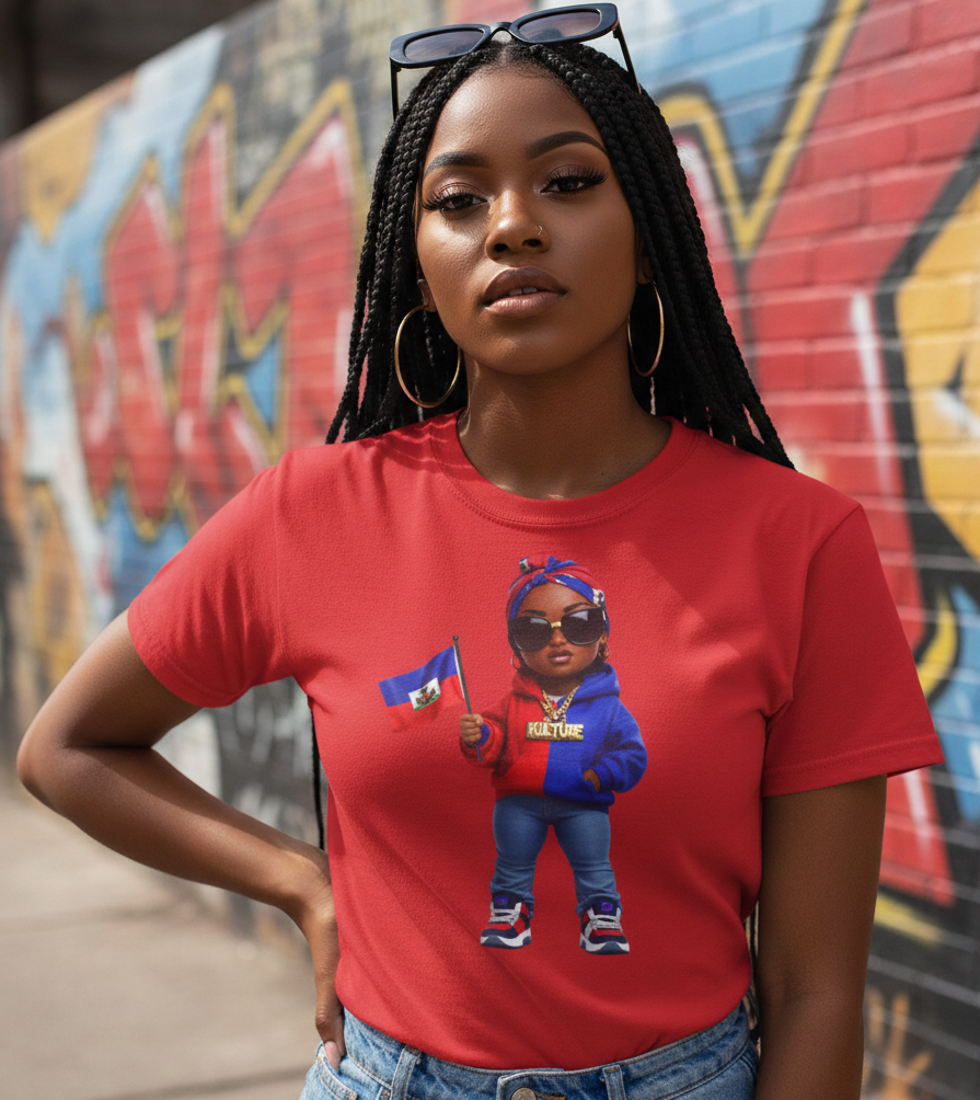 Kulture Fresh™ "Haitian Baddie" Chibi Tee — Caribbean Roots Collection