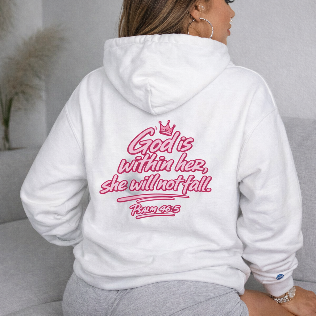 Kingdom Kloth™ Kovered By Grace Champion Hoodie – "God is within her; she will not fail" Christian Psalm Hoodie