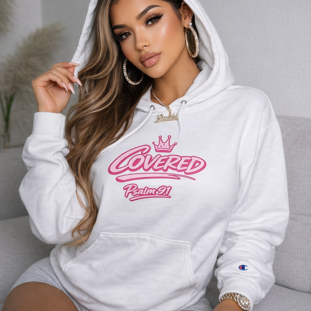 Kingdom Kloth™ Kovered By Grace Champion Hoodie – "God is within her; she will not fail" Christian Psalm Hoodie