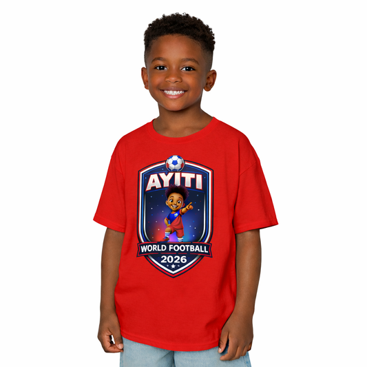 Ayiti World Football 2026 Kids T-Shirt – Haiti Soccer Crest Tee