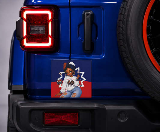 American Baddie Car Magnet | Juneteenth | Black Girl Art | EST. 1865 | 4x4 Car andTruck Magnet