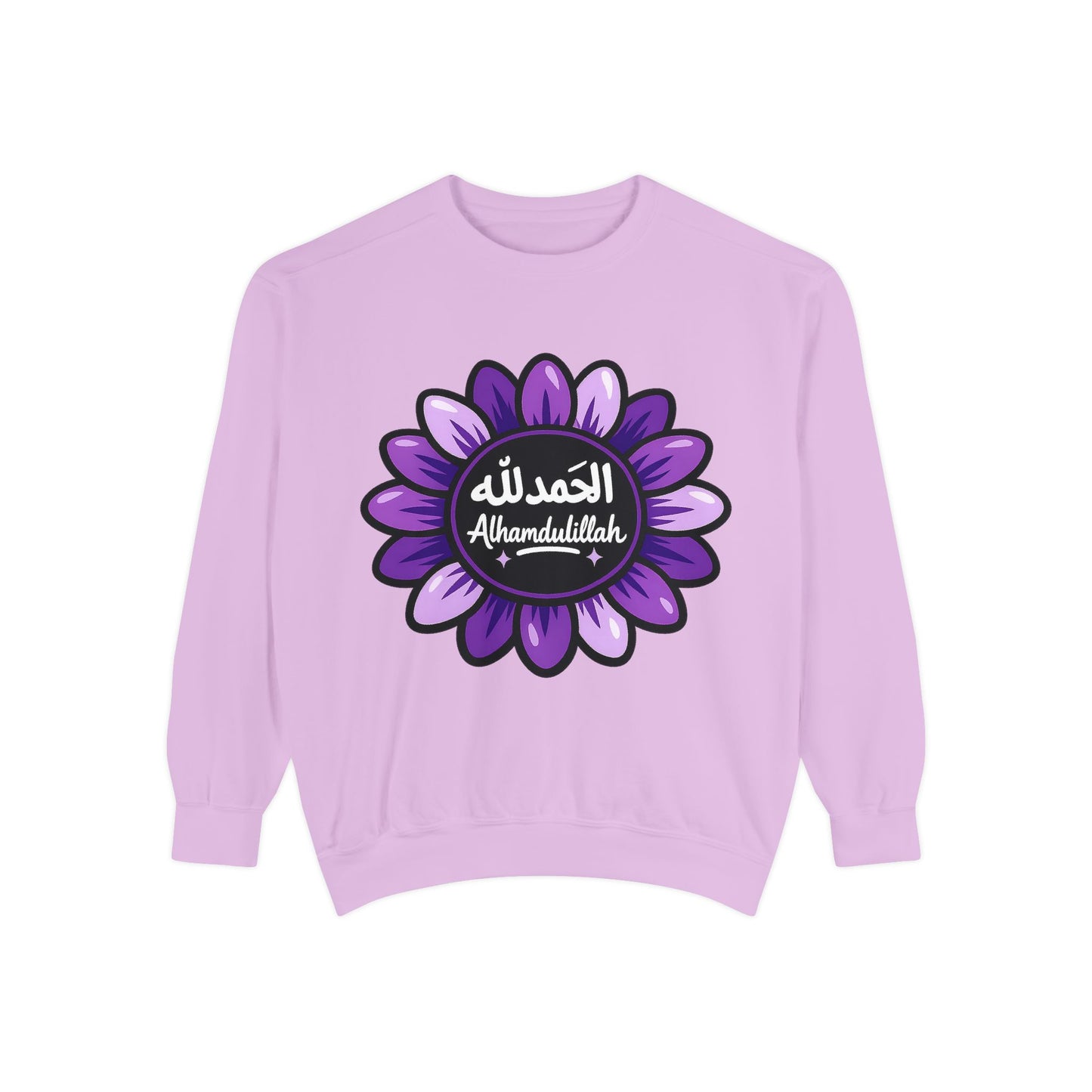 Kingdom Kloth™  Alhamdulillah Purple Flower Sweatshirt– Arabic Faith Fashion