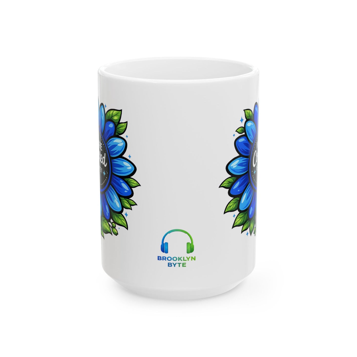 Brooklyn Byte™ "We Are Covered" Blue Flower Coffee Mug — Psalm 91 Scripture Cup