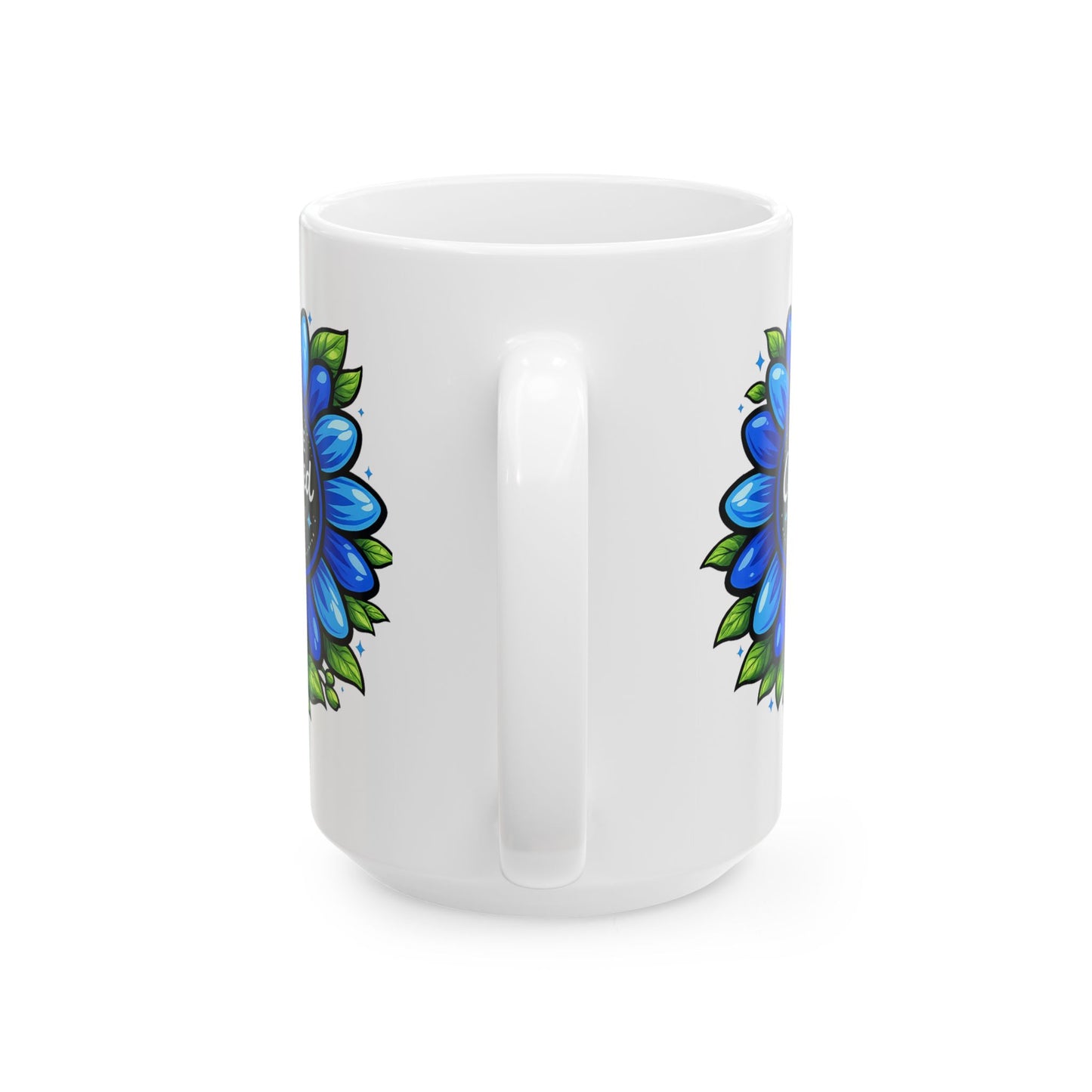 Brooklyn Byte™ "We Are Covered" Blue Flower Coffee Mug — Psalm 91 Scripture Cup