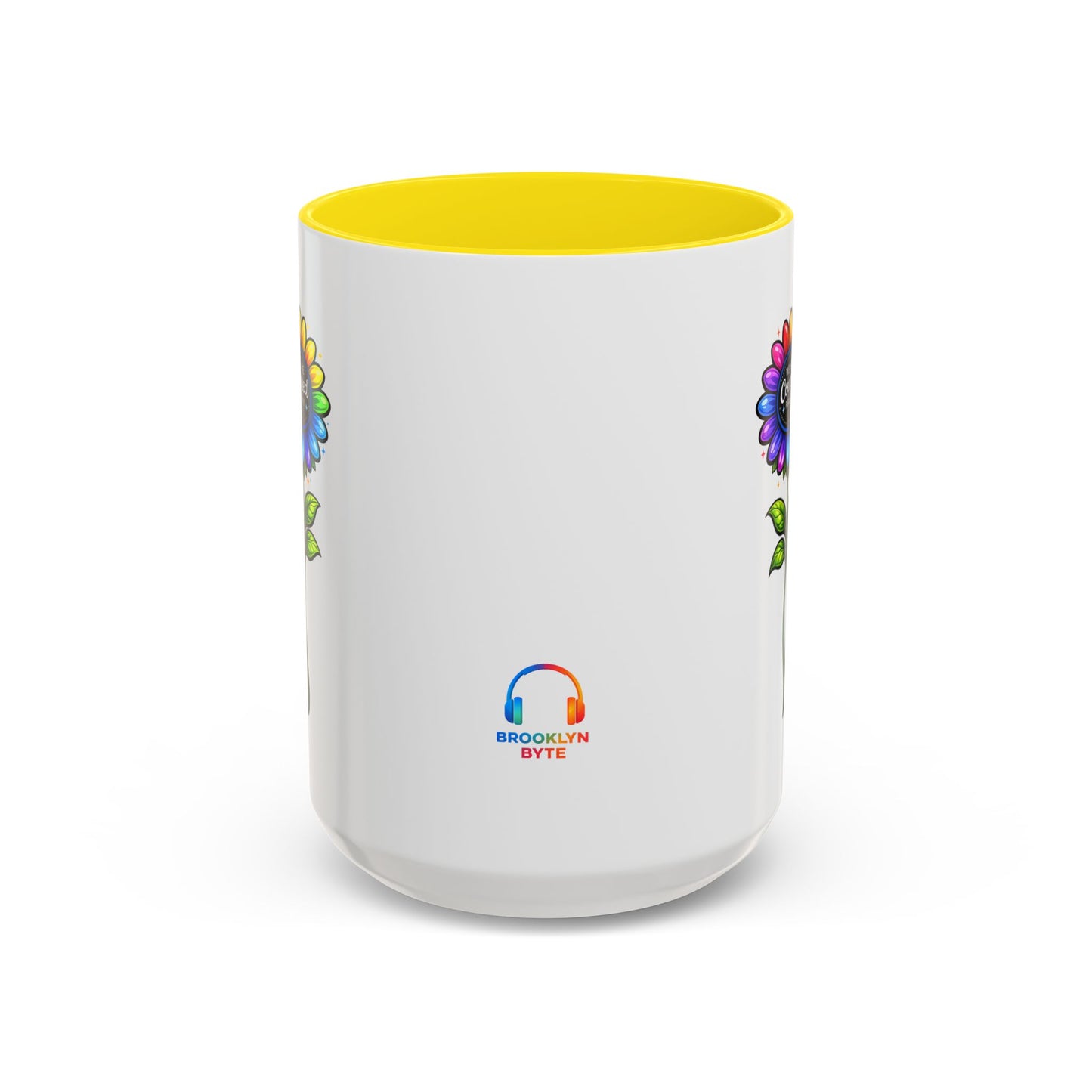 Brooklyn Byte™ "We Are Covered" Rainbow Flower Accent Mug — Psalm 91 Scripture Inspirational CoffeeCup (11/15oz)